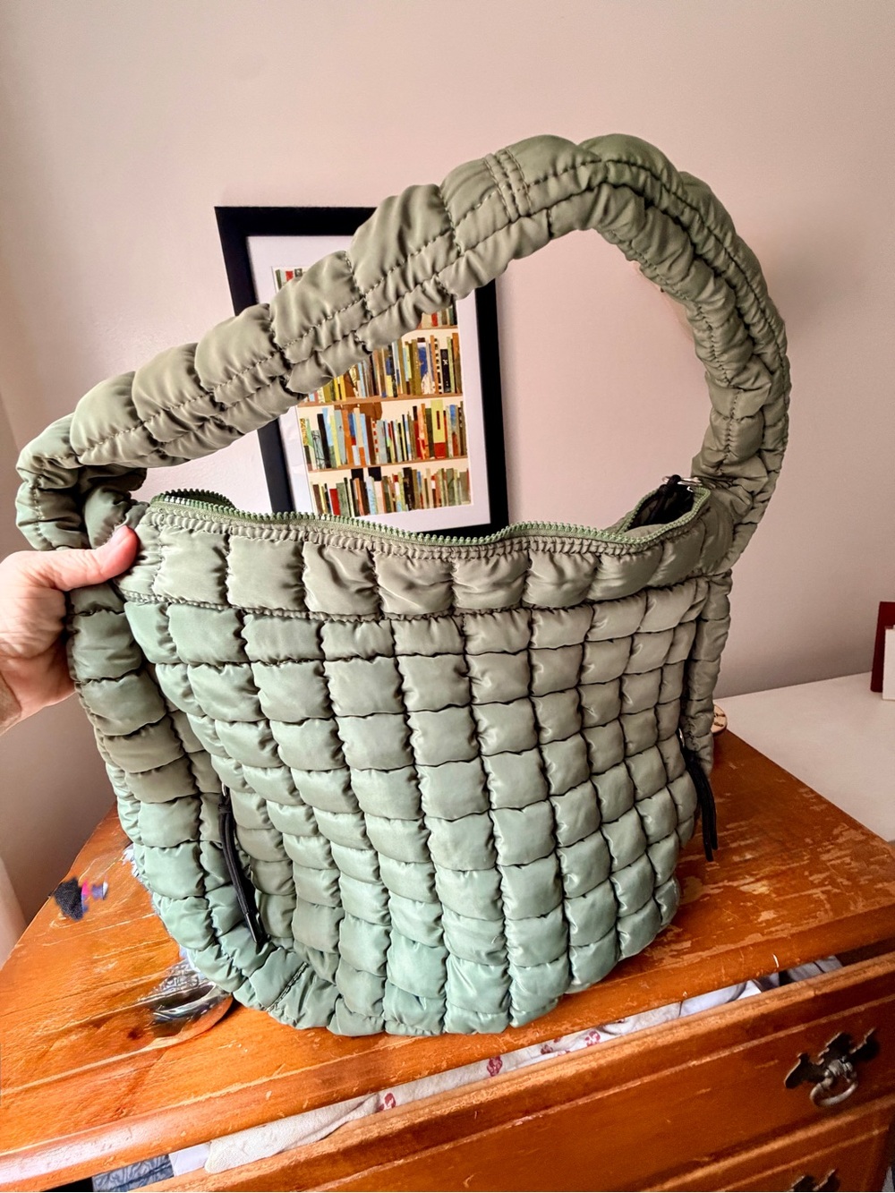 FP Movement by Free People Quilted Carryall Bag-Washed Sage - Picture 2 of 3